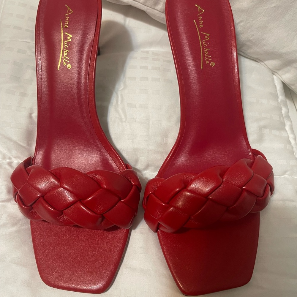 Anne Michelle Red Braided Heels